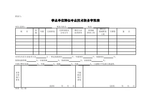 事业单位聘任专业技术职务审批表