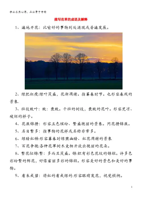 小学语文 成语大全 描写花草的成语及解释(1)