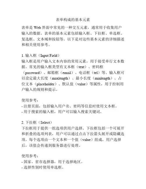 表单构成的基本元素