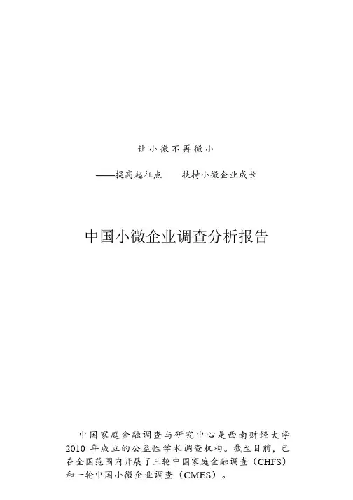 中国小微企业调查分析报告