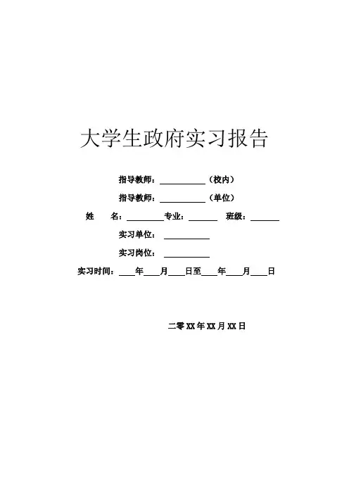 大学生政府实习报告