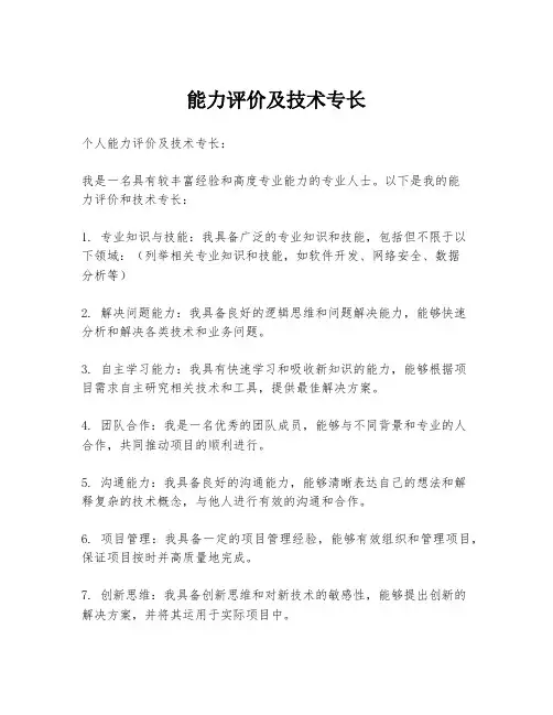能力评价及技术专长