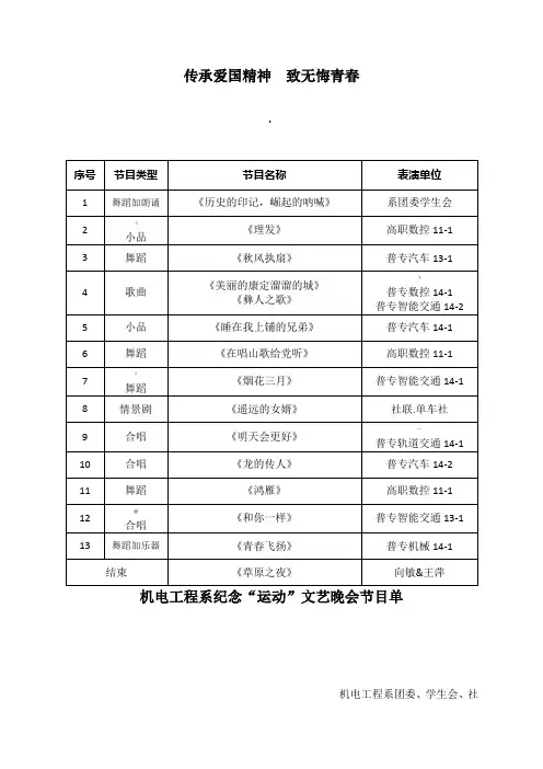 12.9文艺晚会节目单