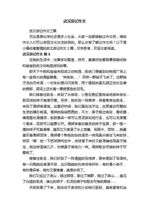 武汉游记作文