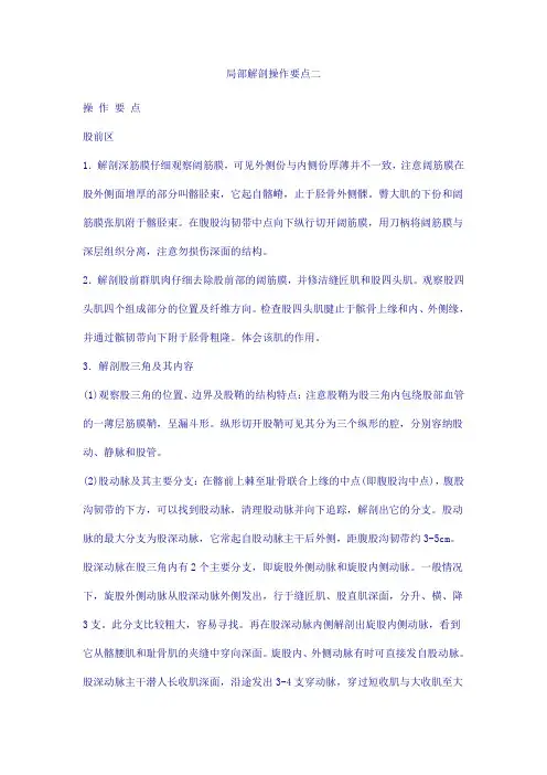 局部解剖操作要点二.