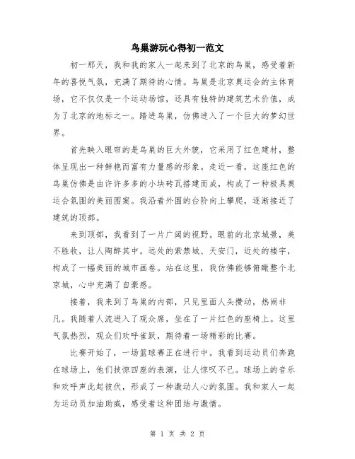 鸟巢游玩心得初一范文