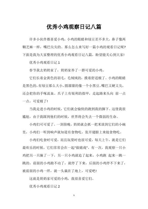 优秀小鸡观察日记八篇