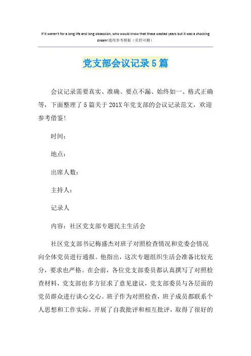 党支部会议记录5篇