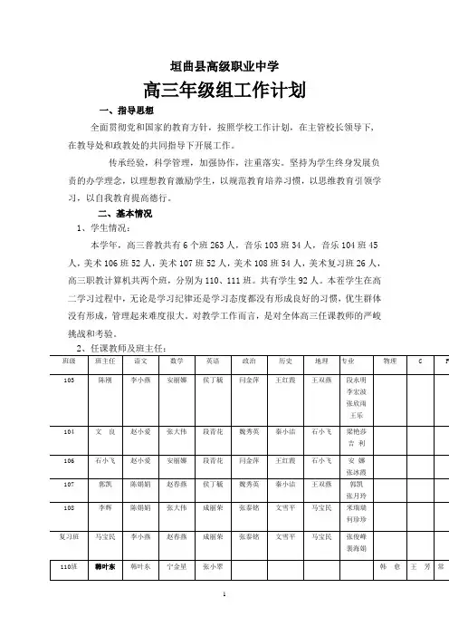 2011-2012高三年级组工作计划(2011.8.4)