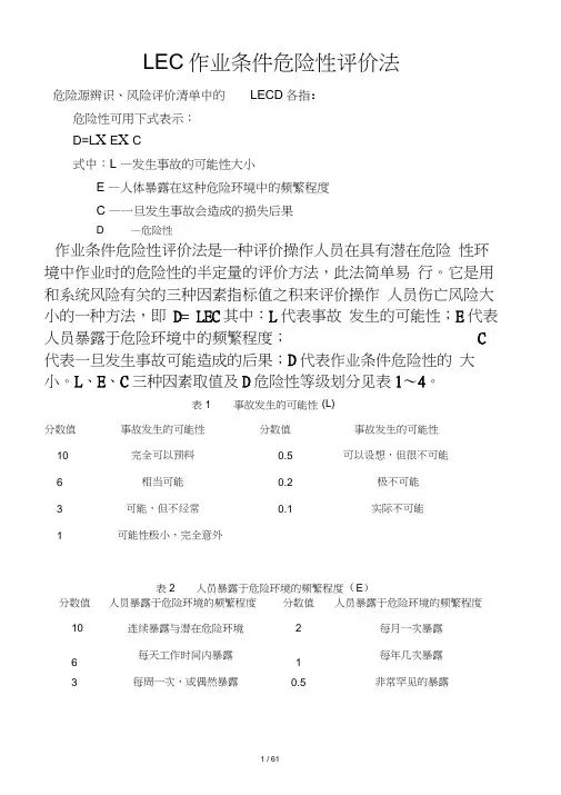 作业条件危险性评价法