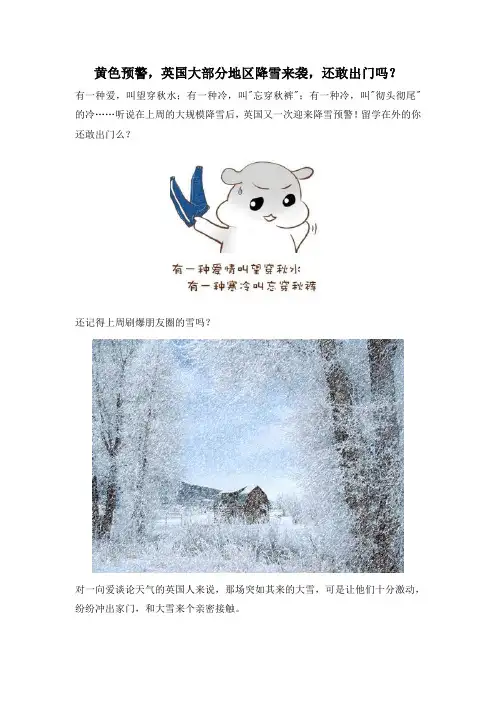 黄色预警,英国大部分地区降雪来袭,还敢出门吗？