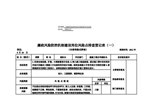 岗位廉政风险点排查登记表