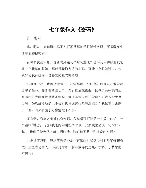 七年级作文《密码》