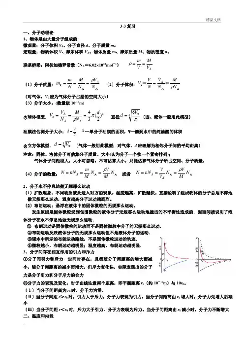 高中物理3-3复习知识点(详细)