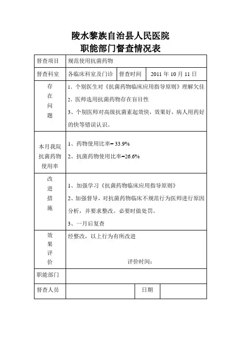 抗菌药物督查表