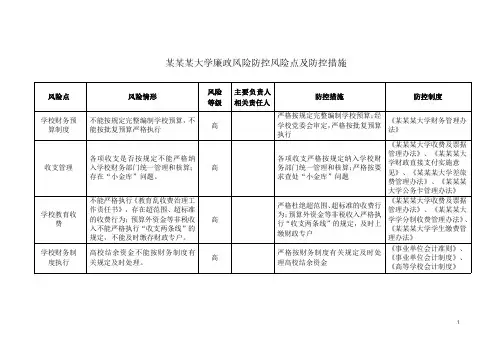 大学廉政风险防控风险点及防控措施通用资料整理