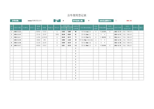 某某公司公车使用登记表Excel模板