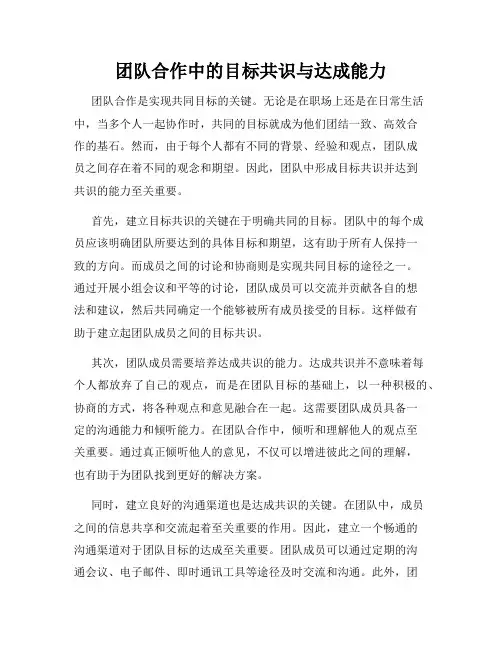 团队合作中的目标共识与达成能力
