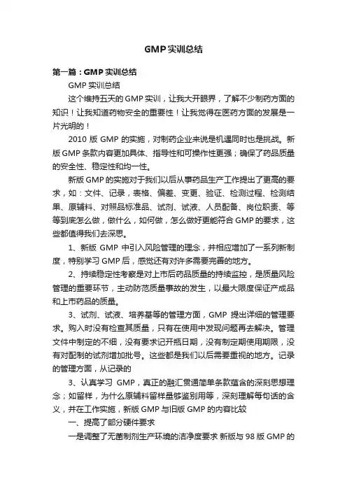 GMP实训总结