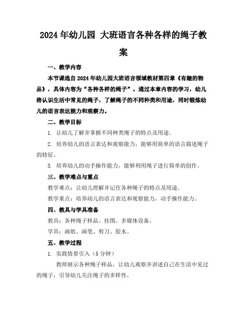 2024年幼儿园大班语言各种各样的绳子教案