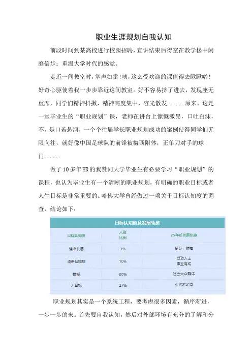 职业生涯规划自我认知