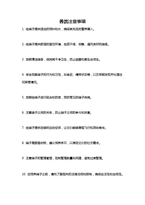 养鸽注意事项