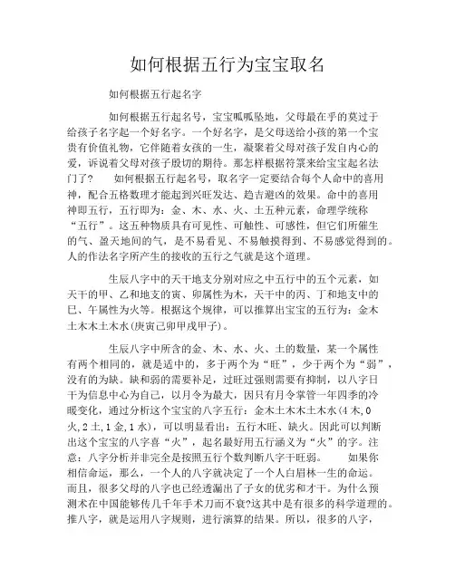 如何根据五行为宝宝取名