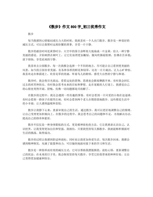 《散步》作文800字_初三优秀作文 3
