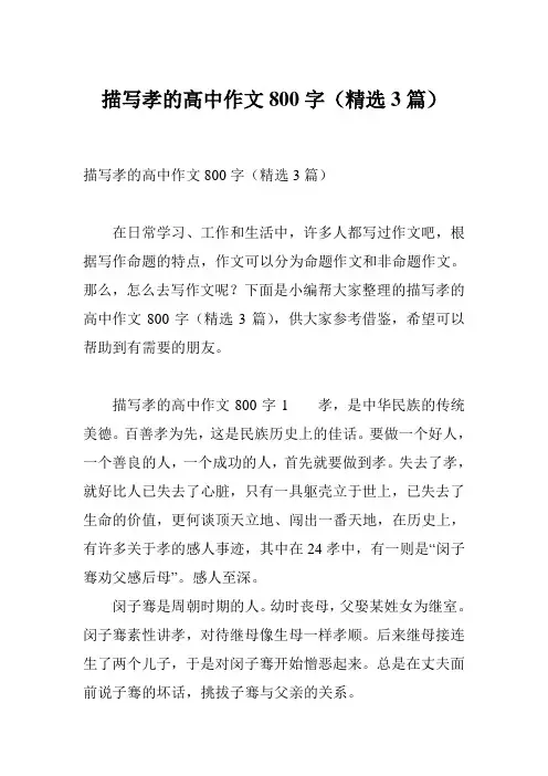 描写孝的高中作文800字(精选3篇)