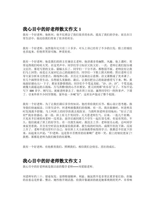 我心目中的好老师散文作文