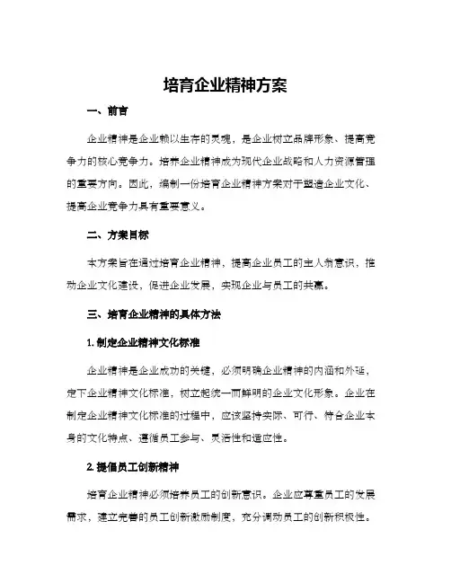 培育企业精神方案