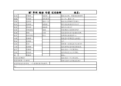 七年级下册英语第7模块My past life