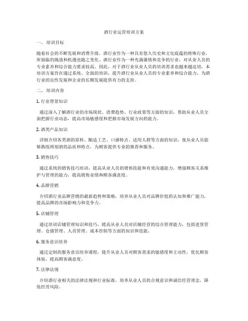 酒行业运营培训方案