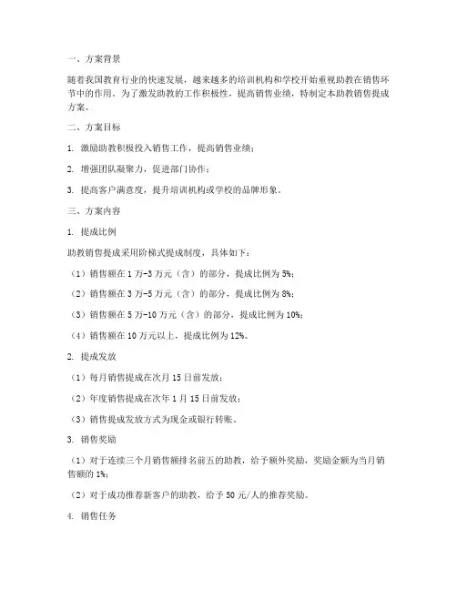 助教销售提成方案范文