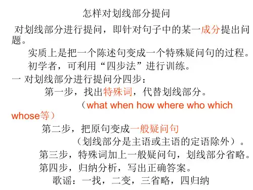 怎样对划线部分提问