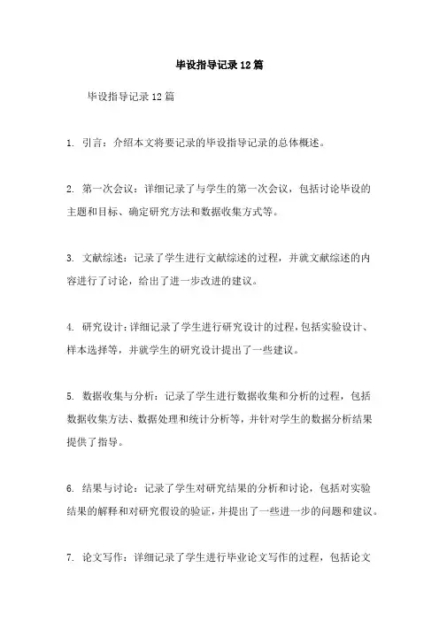 毕设指导记录12篇