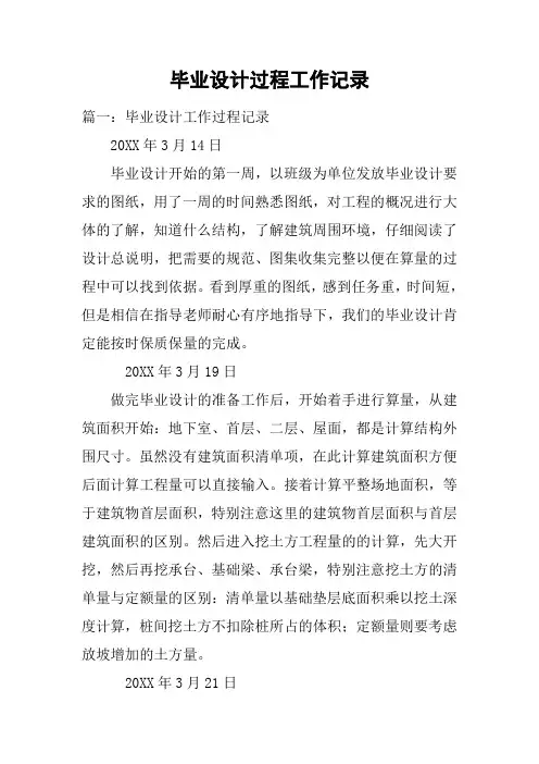 毕业设计过程工作记录