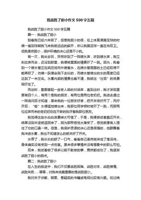 我战胜了胆小作文500字五篇