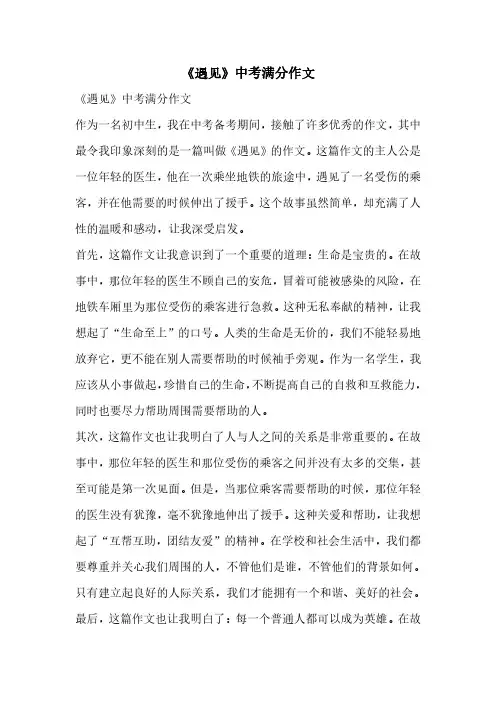 遇见中考满分作文
