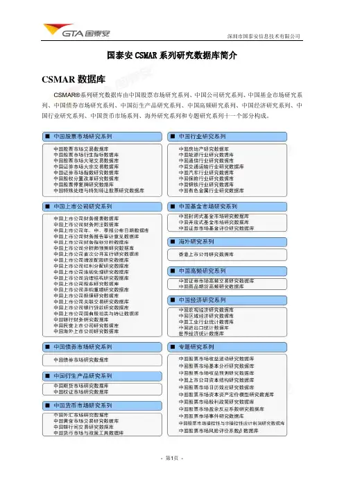 国泰安CSMAR系列研究数据库简介