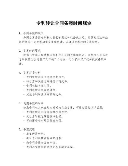 专利转让合同备案时间规定
