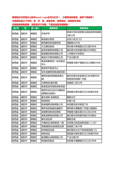 2020新版陕西省咸阳市杨陵区物流工商企业公司商家名录名单黄页联系电话号码地址大全27家