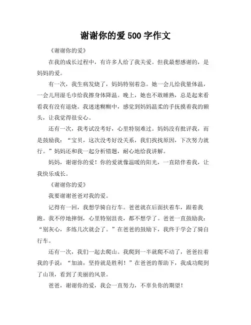 谢谢你的爱500字作文