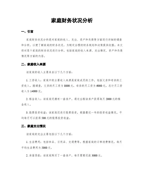 家庭财务状况分析