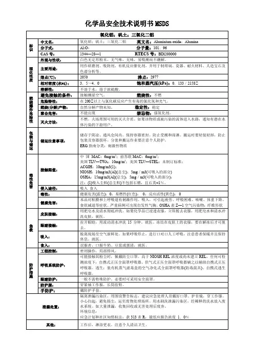 氧化铝;矾土;三氧化二铝-化学品安全技术说明书MSDS