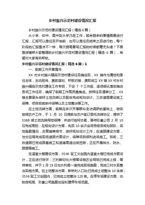 乡村振兴示范村建设情况汇报