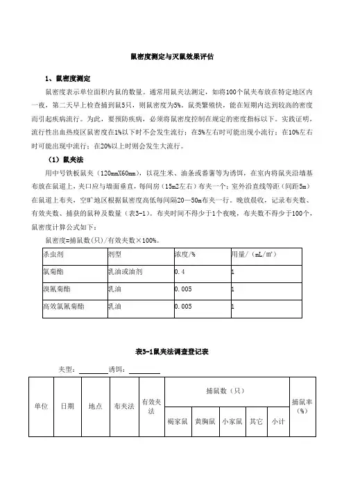 鼠密度测定与灭鼠效果考核