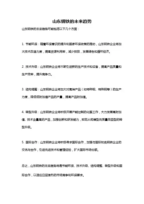 山东钢铁的未来趋势