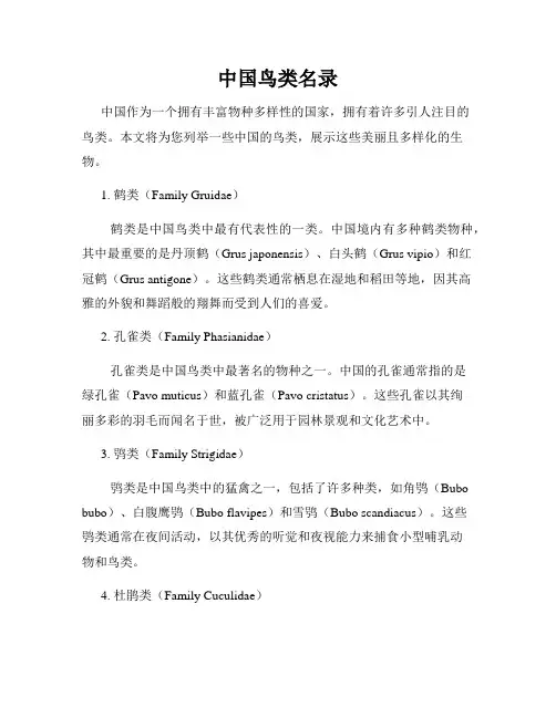中国鸟类名录
