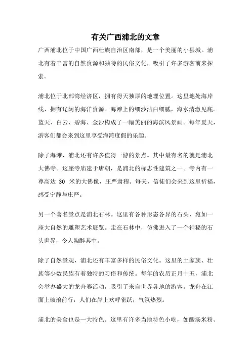 有关广西浦北的文章